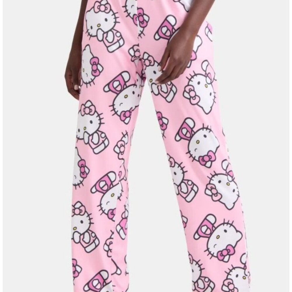 Hello Kitty Womens Pink Pajama Pants Bottoms Pockets Loungewear Size 3X